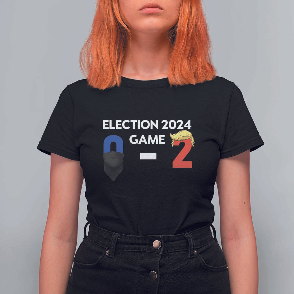 Funny Trump Supporter T Shirt For Women Election 2024 Game 0 2 Score Blond Hair Assassin TS11 Black Print Your Wear
