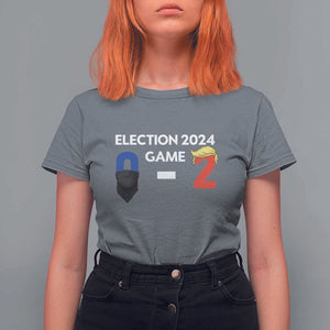 Funny Trump Supporter T Shirt For Women Election 2024 Game 0 2 Score Blond Hair Assassin TS11 Charcoal Print Your Wear