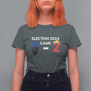 Funny Trump Supporter T Shirt For Women Election 2024 Game 0 2 Score Blond Hair Assassin TS11 Dark Heather Print Your Wear