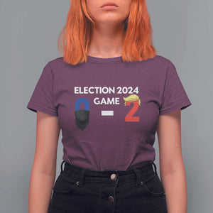 Funny Trump Supporter T Shirt For Women Election 2024 Game 0 2 Score Blond Hair Assassin TS11 Maroon Print Your Wear