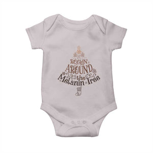 Christmas African American Baby Onesie Rockin' Around The Melanin Tree Xmas TS11 Ice Gray Print Your Wear