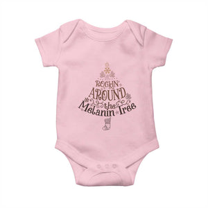 Christmas African American Baby Onesie Rockin' Around The Melanin Tree Xmas TS11 Light Pink Print Your Wear