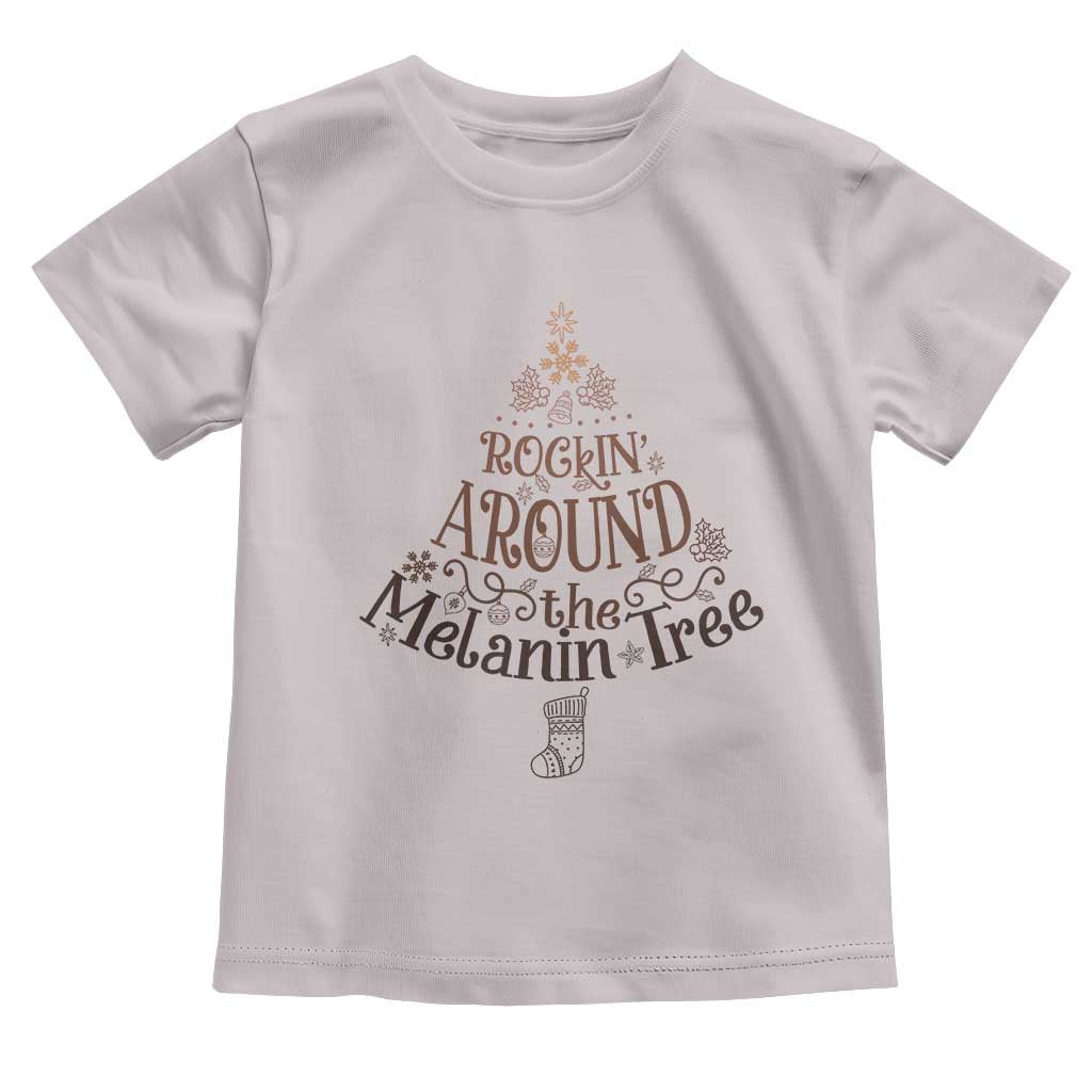 Christmas African American Baby Shirt Rockin' Around The Melanin Tree Xmas TS11 Ice Gray Print Your Wear