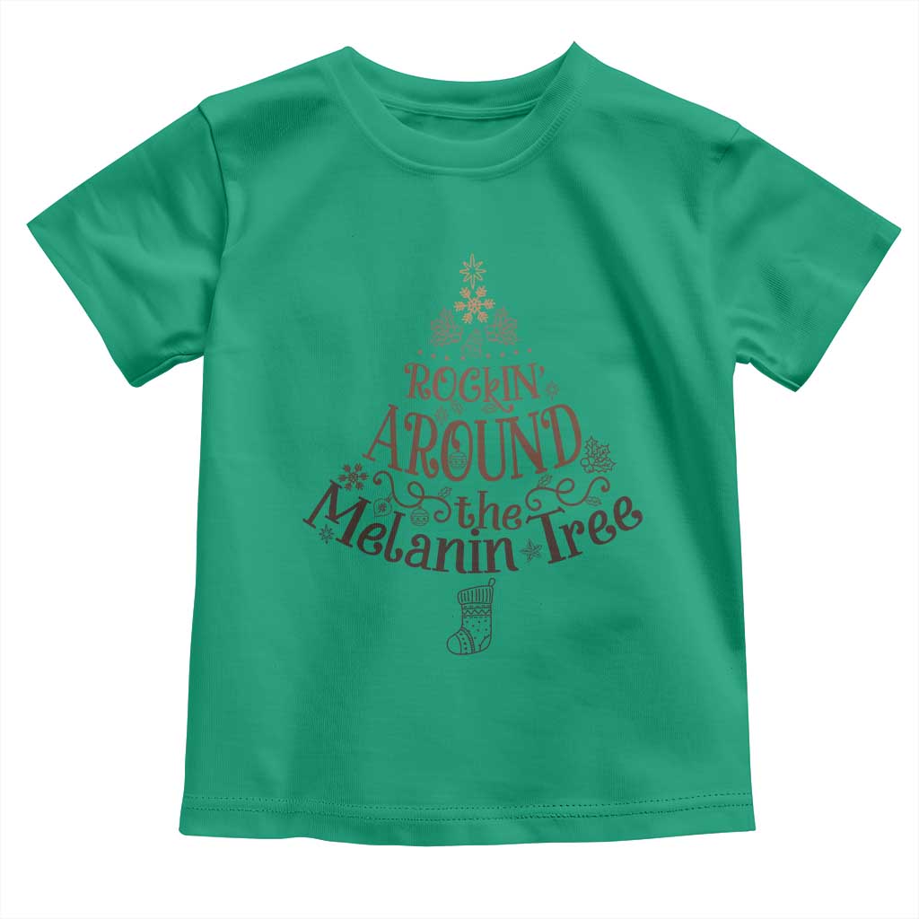 Christmas African American Baby Shirt Rockin' Around The Melanin Tree Xmas TS11 Irish Green Print Your Wear