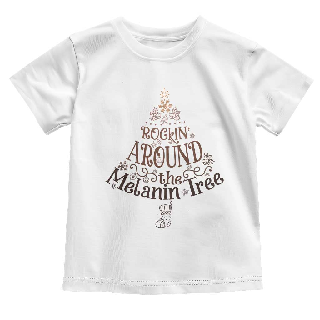 Christmas African American Baby Shirt Rockin' Around The Melanin Tree Xmas TS11 White Print Your Wear
