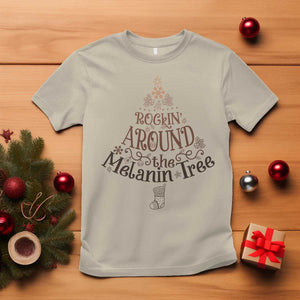 Christmas African American T Shirt Rockin' Around The Melanin Tree Xmas TS11 Sand Print Your Wear