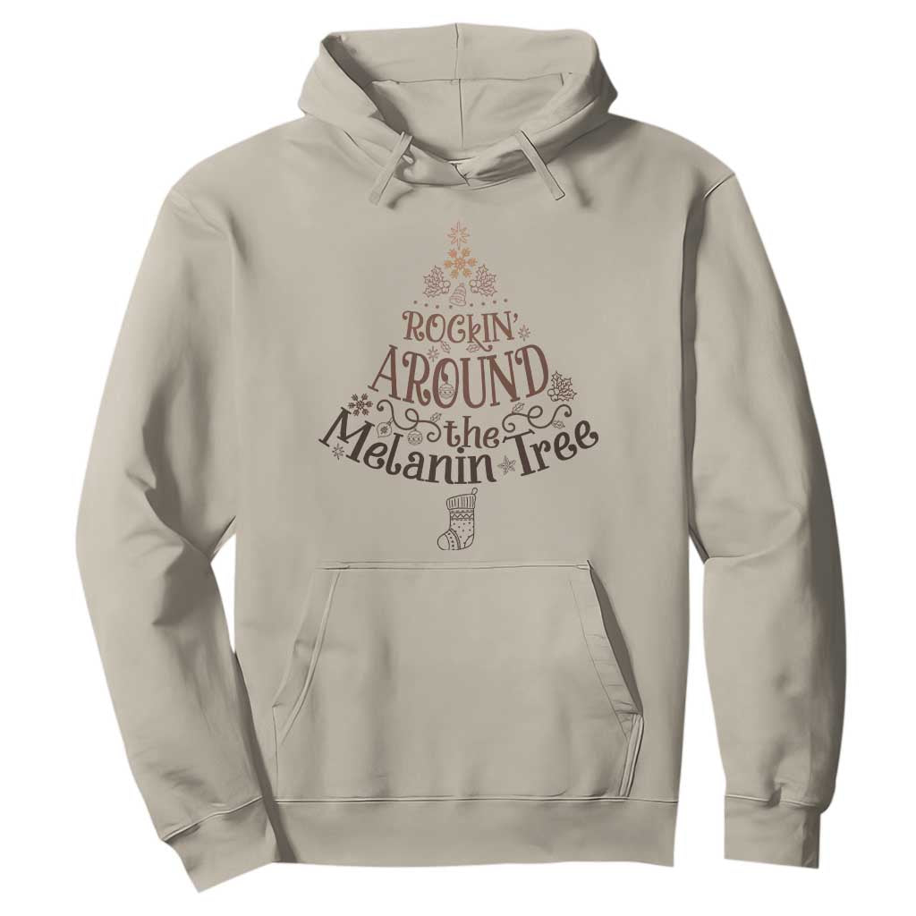 Christmas African American Hoodie Rockin' Around The Melanin Tree Xmas TS11 Sand Print Your Wear