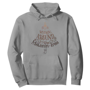 Christmas African American Hoodie Rockin' Around The Melanin Tree Xmas TS11 Sport Gray Print Your Wear