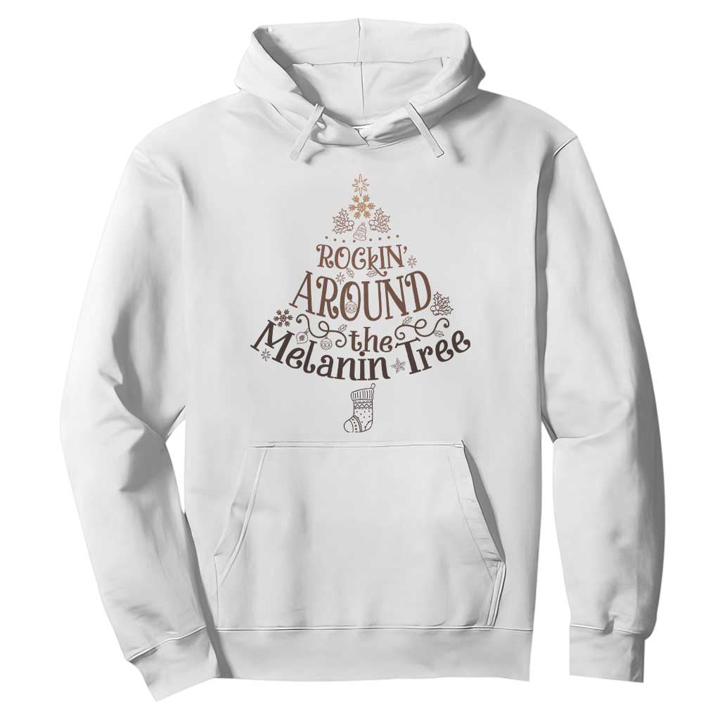 Christmas African American Hoodie Rockin' Around The Melanin Tree Xmas TS11 White Print Your Wear