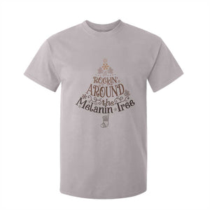 Christmas African American T Shirt For Kid Rockin' Around The Melanin Tree Xmas TS11 Ice Gray Print Your Wear