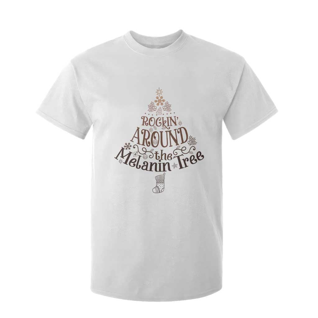 Christmas African American T Shirt For Kid Rockin' Around The Melanin Tree Xmas TS11 White Print Your Wear
