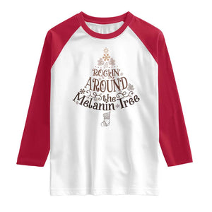 Christmas African American Raglan Shirt Rockin' Around The Melanin Tree Xmas TS11 White Red Print Your Wear