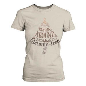 Christmas African American T Shirt For Women Rockin' Around The Melanin Tree Xmas TS11 Sand Print Your Wear