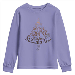 Christmas African American Youth Sweatshirt Rockin' Around The Melanin Tree Xmas TS11 Violet Print Your Wear