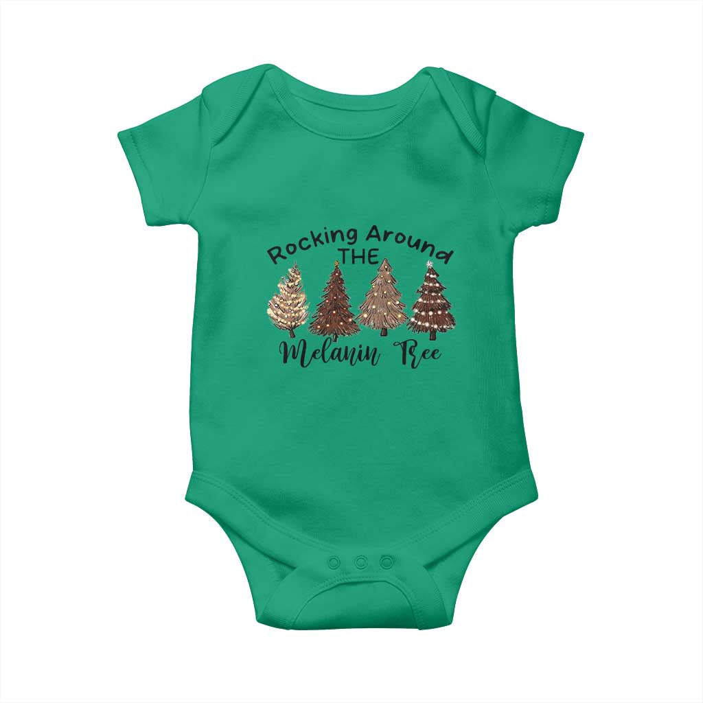 Christmas African American Baby Onesie Rocking Around The Melanin Tree Xmas Tree TS11 Irish Green Print Your Wear