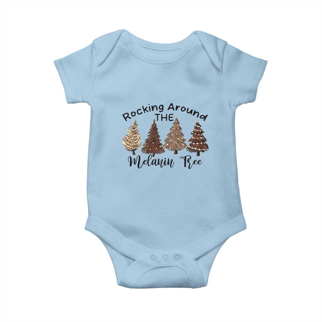 Christmas African American Baby Onesie Rocking Around The Melanin Tree Xmas Tree TS11 Light Blue Print Your Wear