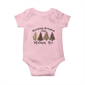 Christmas African American Baby Onesie Rocking Around The Melanin Tree Xmas Tree TS11 Light Pink Print Your Wear