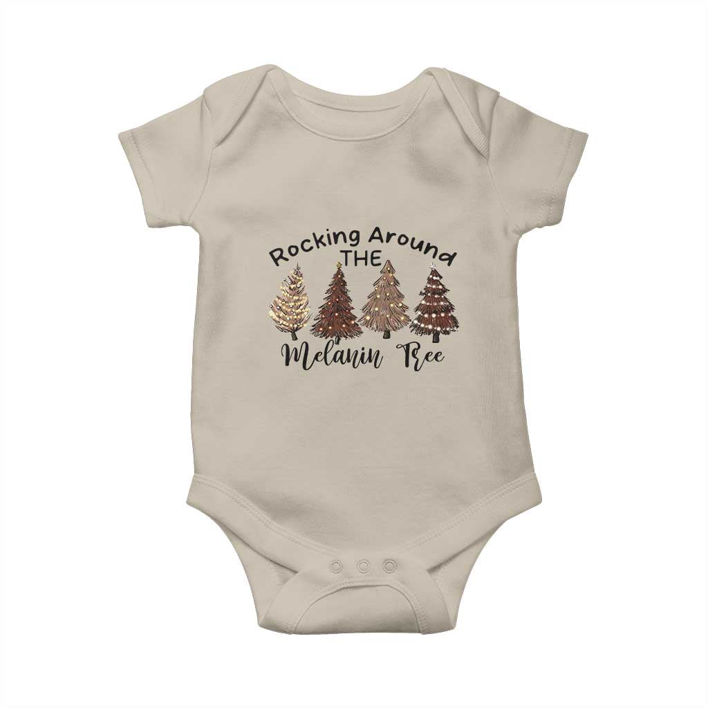 Christmas African American Baby Onesie Rocking Around The Melanin Tree Xmas Tree TS11 Sand Print Your Wear