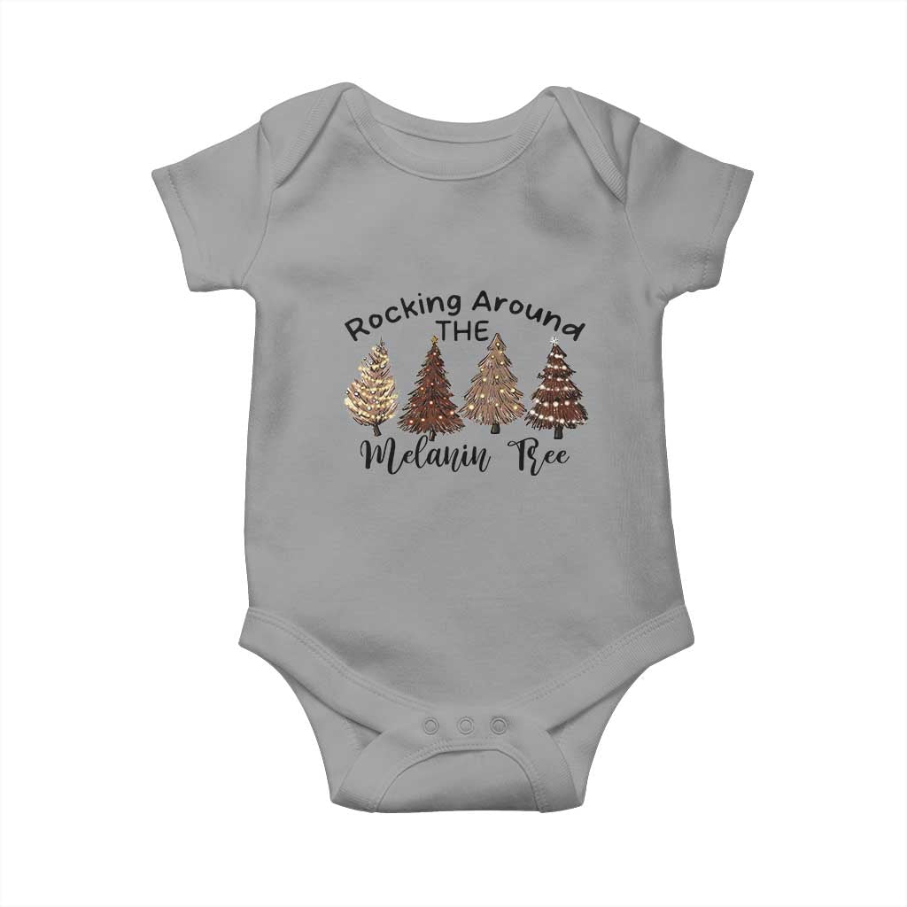 Christmas African American Baby Onesie Rocking Around The Melanin Tree Xmas Tree TS11 Sport Gray Print Your Wear