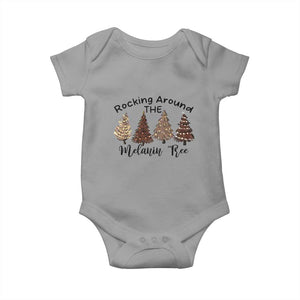 Christmas African American Baby Onesie Rocking Around The Melanin Tree Xmas Tree TS11 Sport Gray Print Your Wear