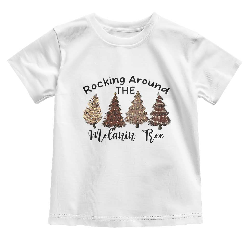 Christmas African American Baby Shirt Rocking Around The Melanin Tree Xmas Tree TS11 White Print Your Wear