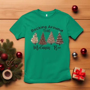 Christmas African American T Shirt Rocking Around The Melanin Tree Xmas Tree TS11 Irish Green Print Your Wear