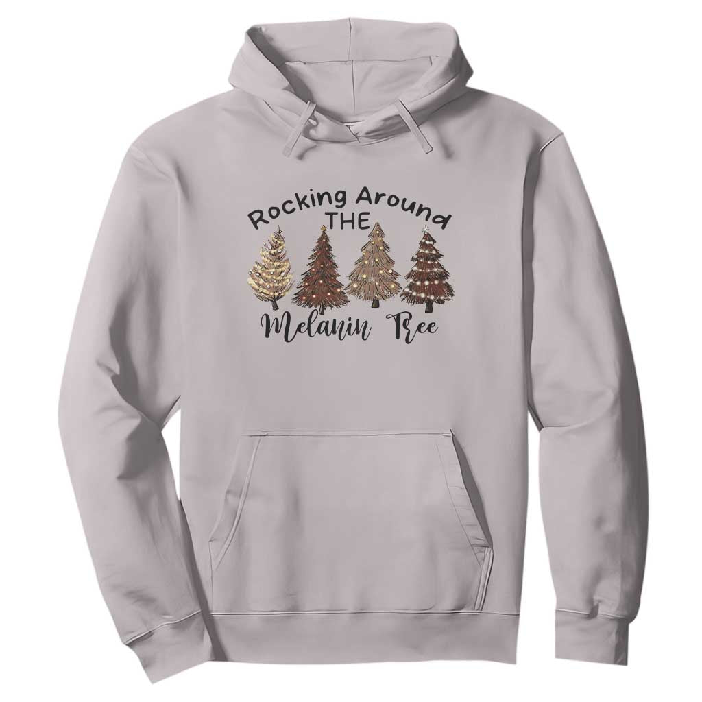 Christmas African American Hoodie Rocking Around The Melanin Tree Xmas Tree TS11 Ice Gray Print Your Wear