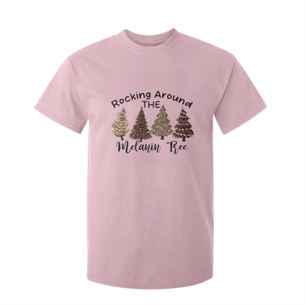 Christmas African American T Shirt For Kid Rocking Around The Melanin Tree Xmas Tree TS11 Light Pink Print Your Wear