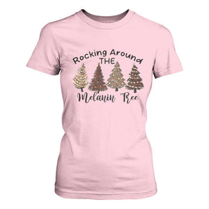 Christmas African American T Shirt For Women Rocking Around The Melanin Tree Xmas Tree TS11 Light Pink Print Your Wear