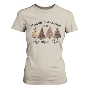 Christmas African American T Shirt For Women Rocking Around The Melanin Tree Xmas Tree TS11 Sand Print Your Wear