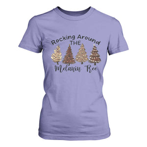 Christmas African American T Shirt For Women Rocking Around The Melanin Tree Xmas Tree TS11 Violet Print Your Wear