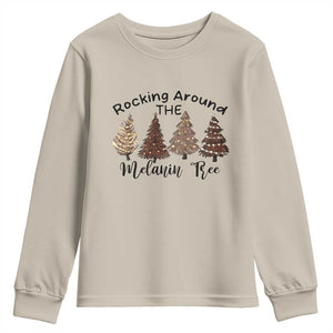 Christmas African American Youth Sweatshirt Rocking Around The Melanin Tree Xmas Tree TS11 Sand Print Your Wear