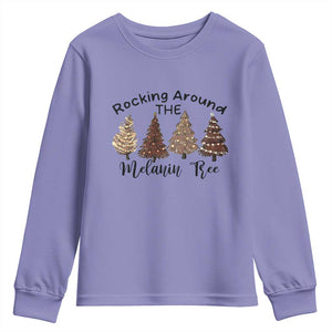 Christmas African American Youth Sweatshirt Rocking Around The Melanin Tree Xmas Tree TS11 Violet Print Your Wear