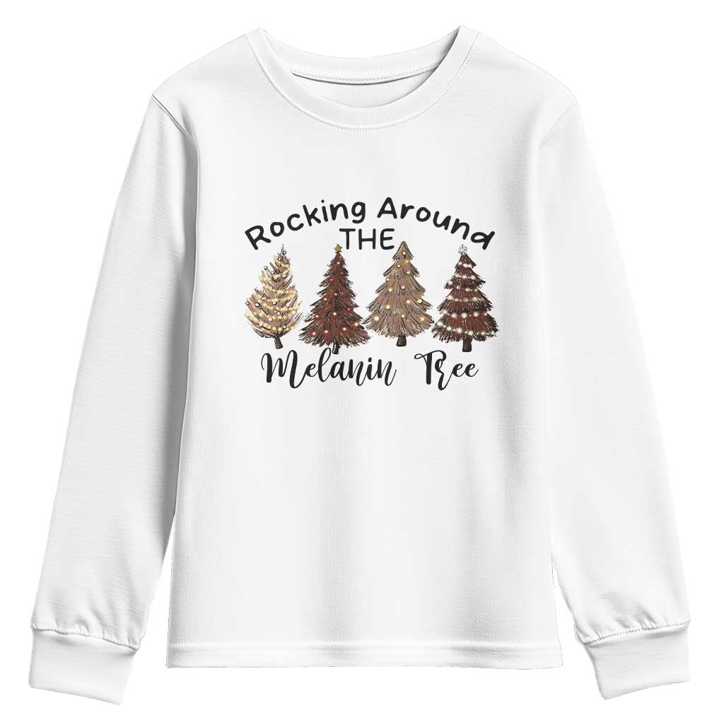 Christmas African American Youth Sweatshirt Rocking Around The Melanin Tree Xmas Tree TS11 White Print Your Wear