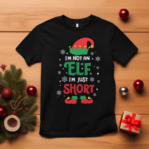 Funny Christmas Elf T Shirt I'm Not An Elf I'm Just Short Snowflakes TS11 Black Print Your Wear