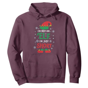 Funny Christmas Elf Hoodie I'm Not An Elf I'm Just Short Snowflakes TS11 Maroon Print Your Wear