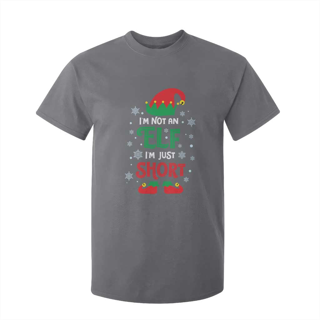 Funny Christmas Elf T Shirt For Kid I'm Not An Elf I'm Just Short Snowflakes TS11 Charcoal Print Your Wear