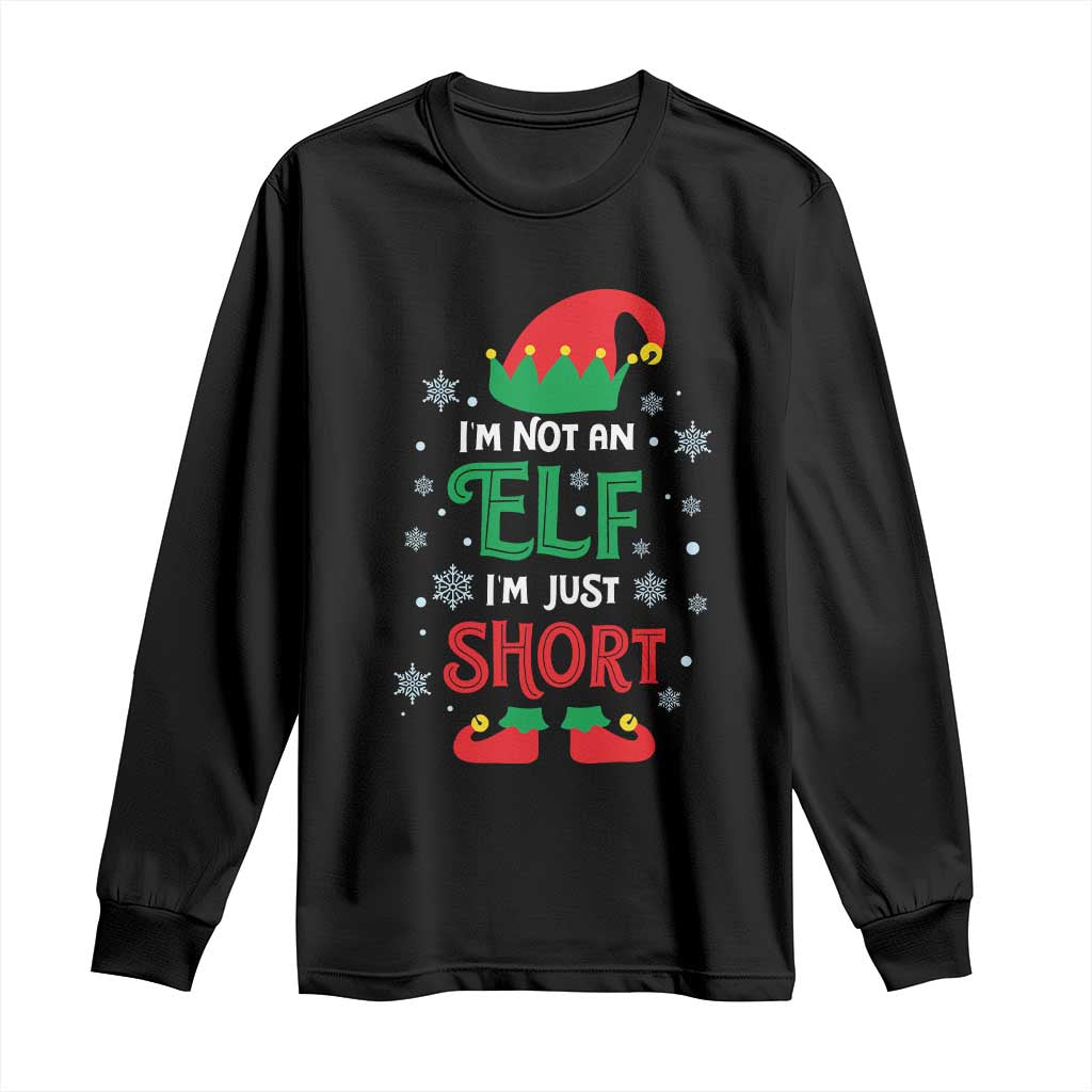 Funny Christmas Elf Long Sleeve Shirt I'm Not An Elf I'm Just Short Snowflakes TS11 Black Print Your Wear