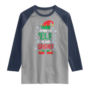 Funny Christmas Elf Raglan Shirt I'm Not An Elf I'm Just Short Snowflakes TS11 Sport Gray Navy Print Your Wear