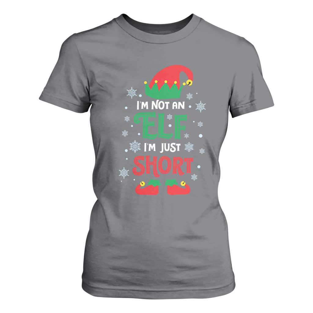 Funny Christmas Elf T Shirt For Women I'm Not An Elf I'm Just Short Snowflakes TS11 Charcoal Print Your Wear