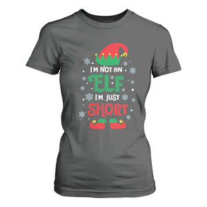 Funny Christmas Elf T Shirt For Women I'm Not An Elf I'm Just Short Snowflakes TS11 Dark Heather Print Your Wear