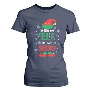 Funny Christmas Elf T Shirt For Women I'm Not An Elf I'm Just Short Snowflakes TS11 Navy Print Your Wear