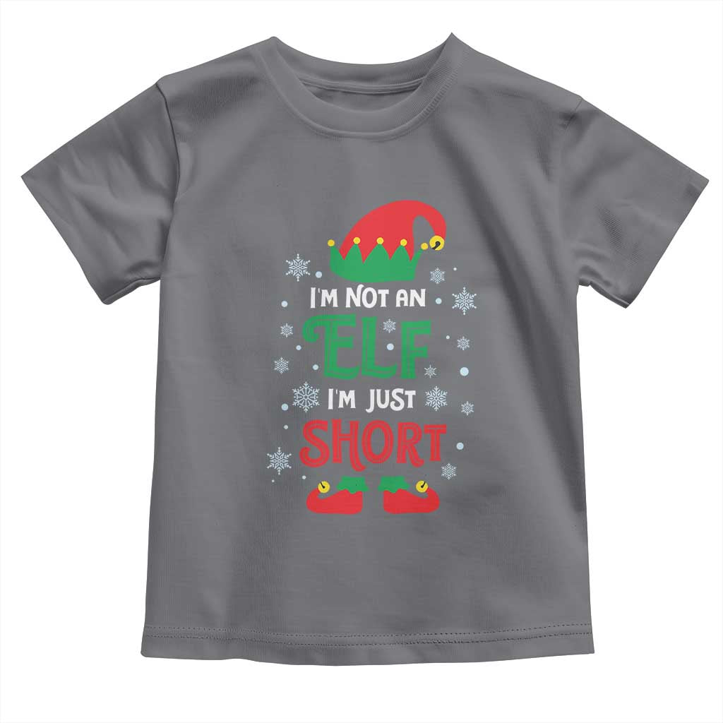 Funny Christmas Elf Toddler T Shirt I'm Not An Elf I'm Just Short Snowflakes TS11 Charcoal Print Your Wear
