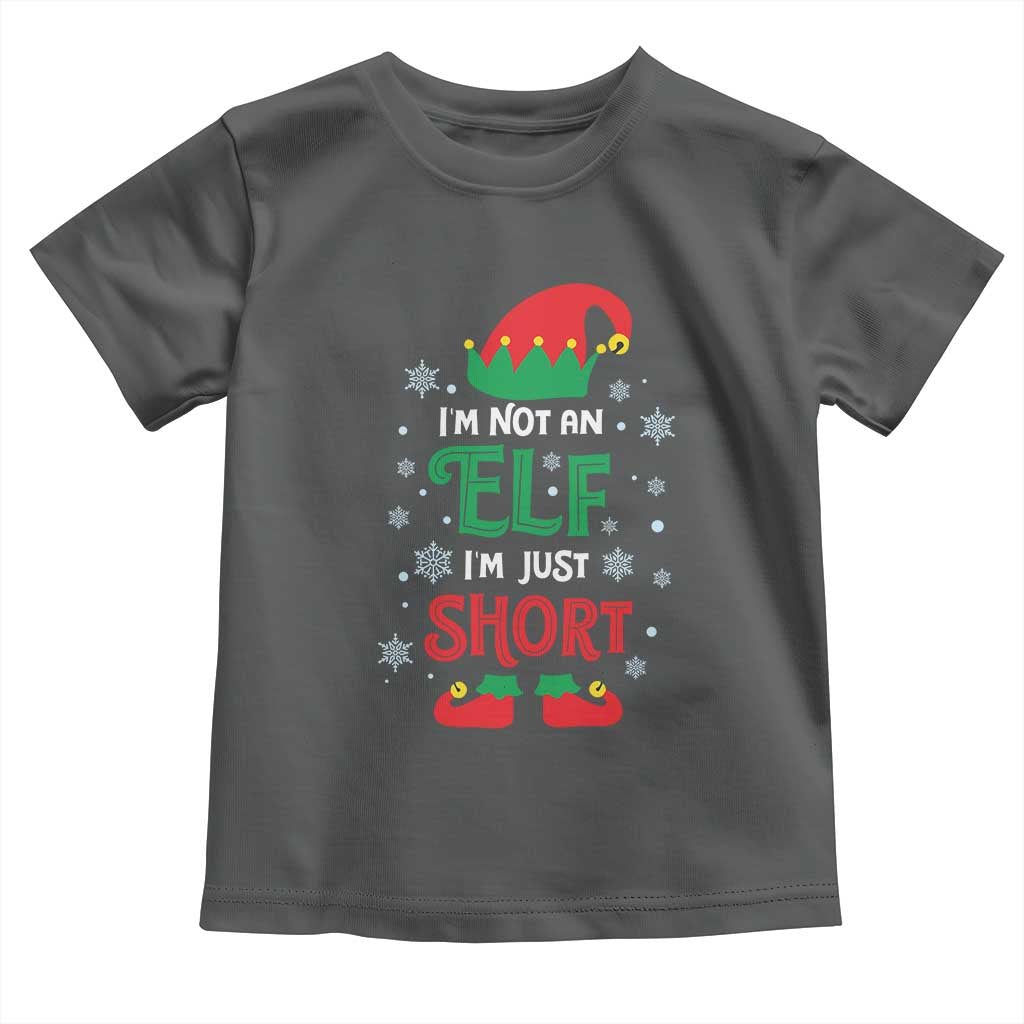 Funny Christmas Elf Toddler T Shirt I'm Not An Elf I'm Just Short Snowflakes TS11 Dark Heather Print Your Wear