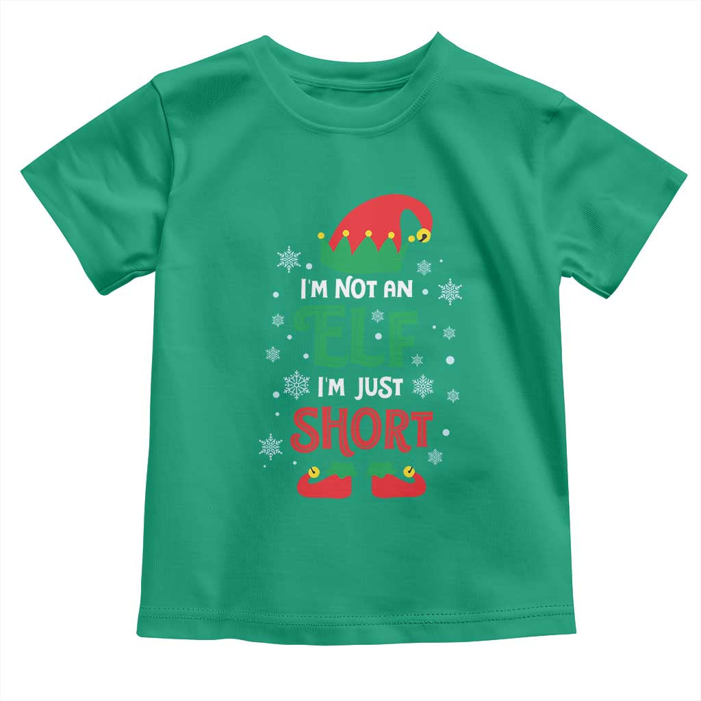 Funny Christmas Elf Toddler T Shirt I'm Not An Elf I'm Just Short Snowflakes TS11 Irish Green Print Your Wear
