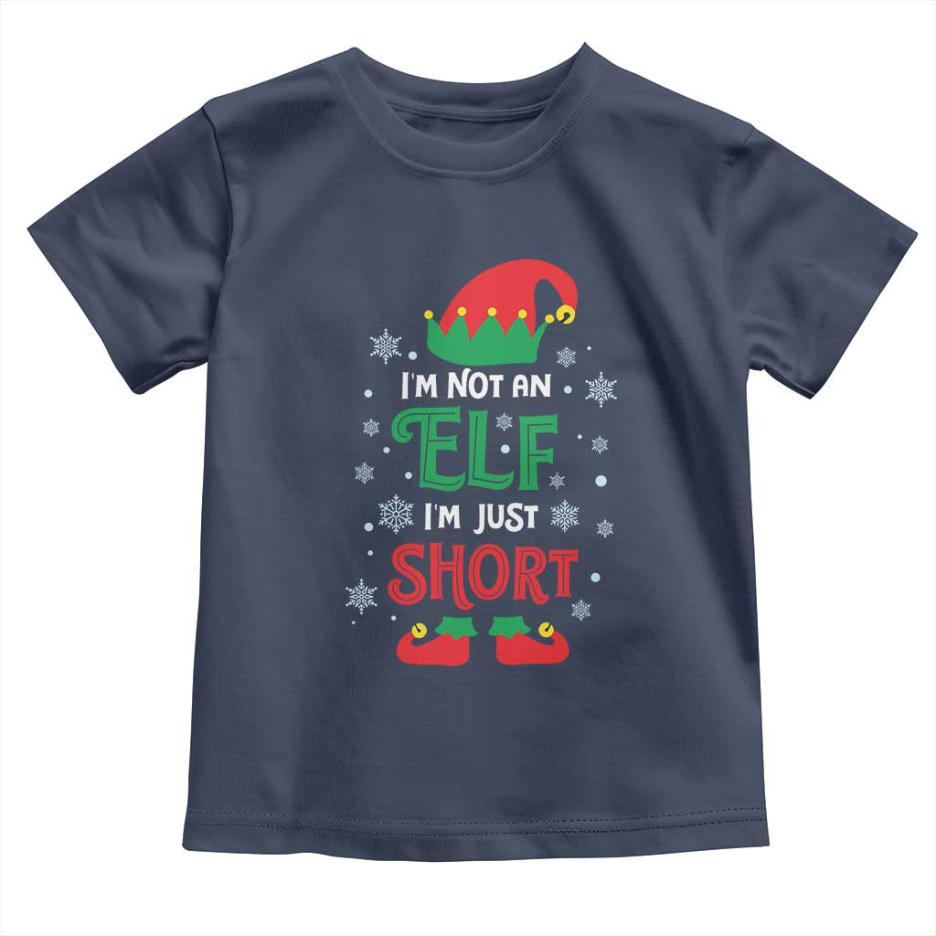 Funny Christmas Elf Toddler T Shirt I'm Not An Elf I'm Just Short Snowflakes TS11 Navy Print Your Wear