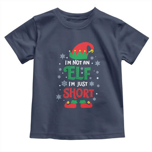 Funny Christmas Elf Toddler T Shirt I'm Not An Elf I'm Just Short Snowflakes TS11 Navy Print Your Wear