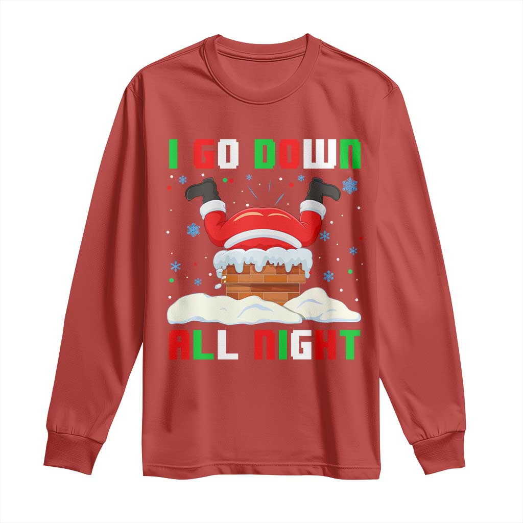 Funny Christmas Long Sleeve Shirt I Go Down All Night TS11 Red Print Your Wear