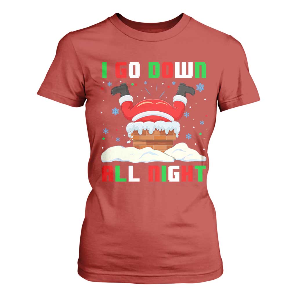 Funny Christmas T Shirt For Women I Go Down All Night TS11 Red Print Your Wear