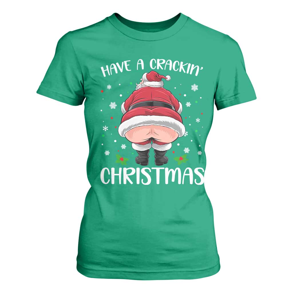 Funny Christmas Santa T Shirt For Women Have A Crackin Xmas TS11 Irish Green Print Your Wear